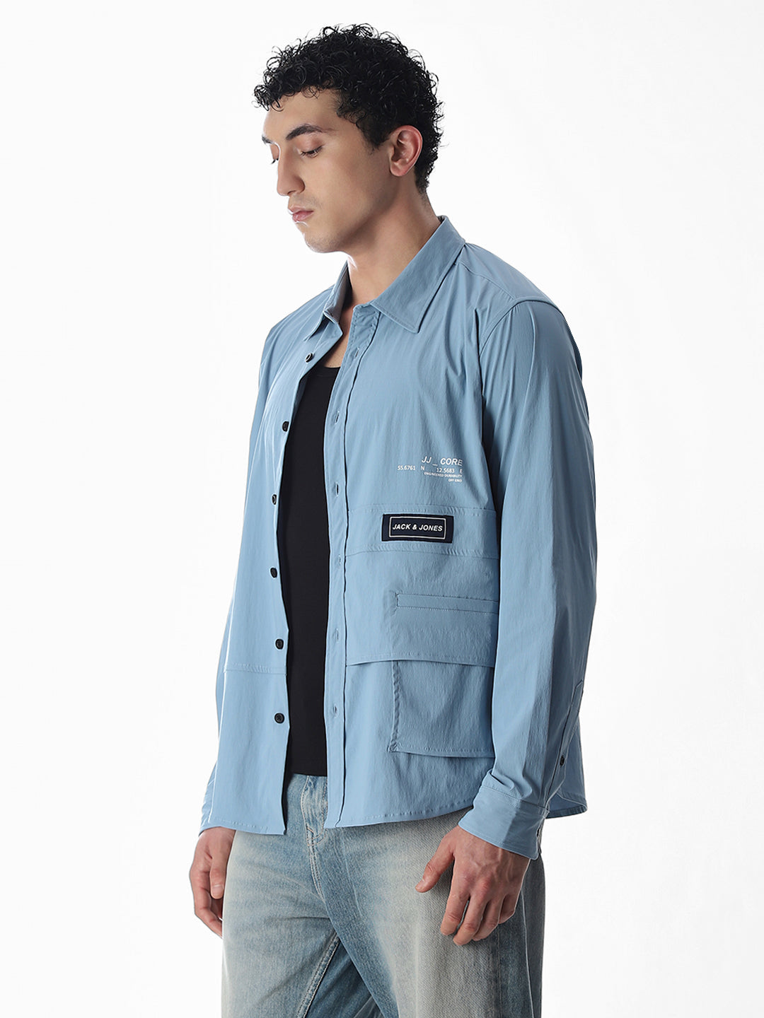 Oversized Printed Shirt - Blue