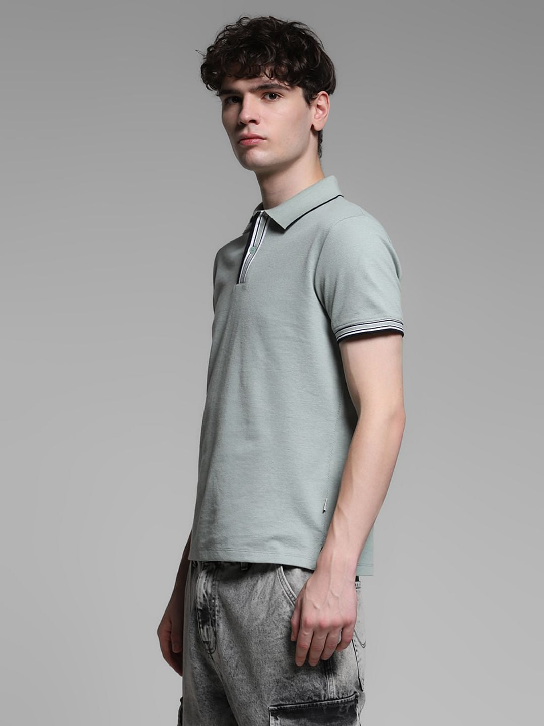 Light Green Knitted Cotton Polo