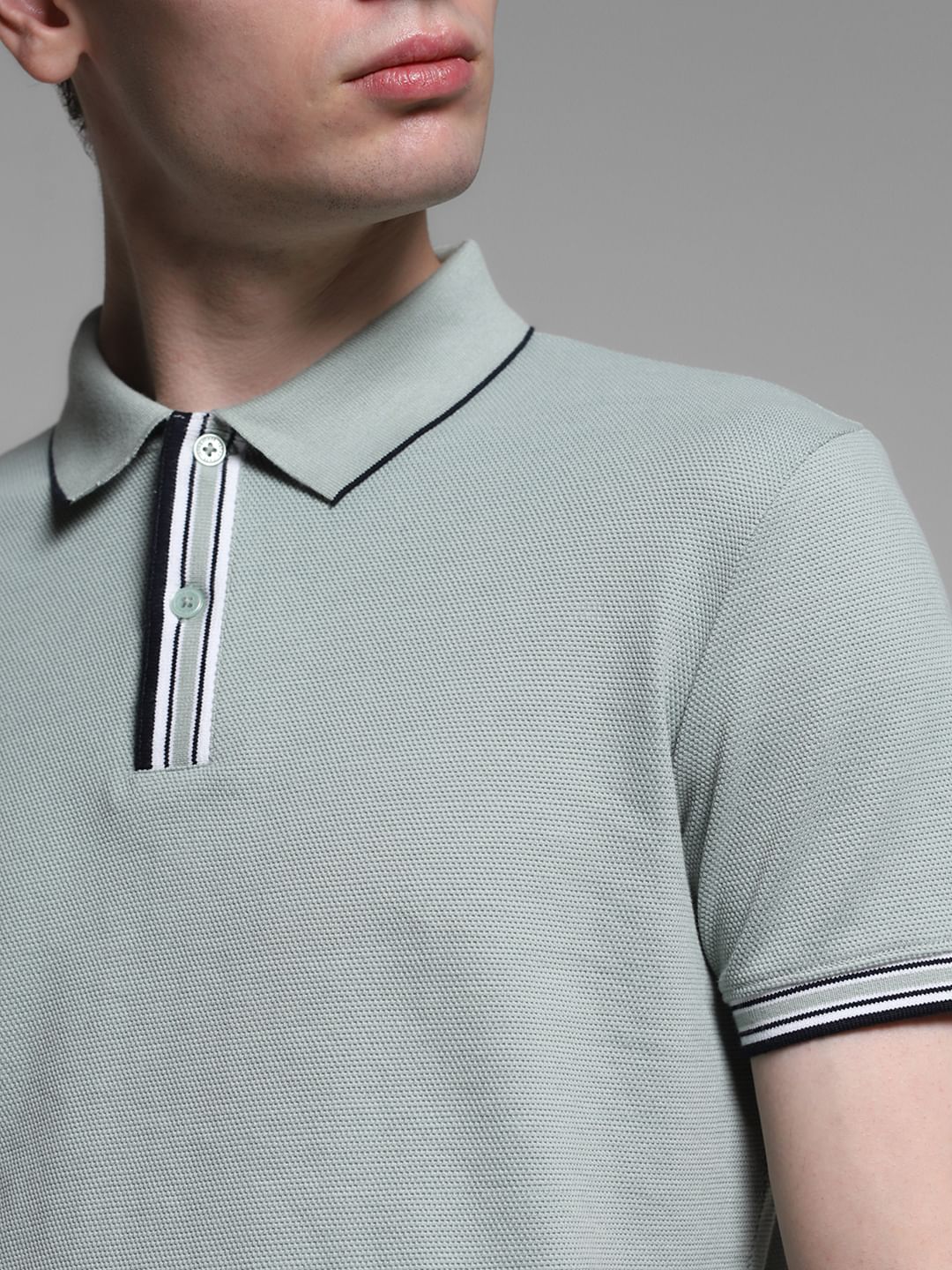 Light Green Knitted Cotton Polo