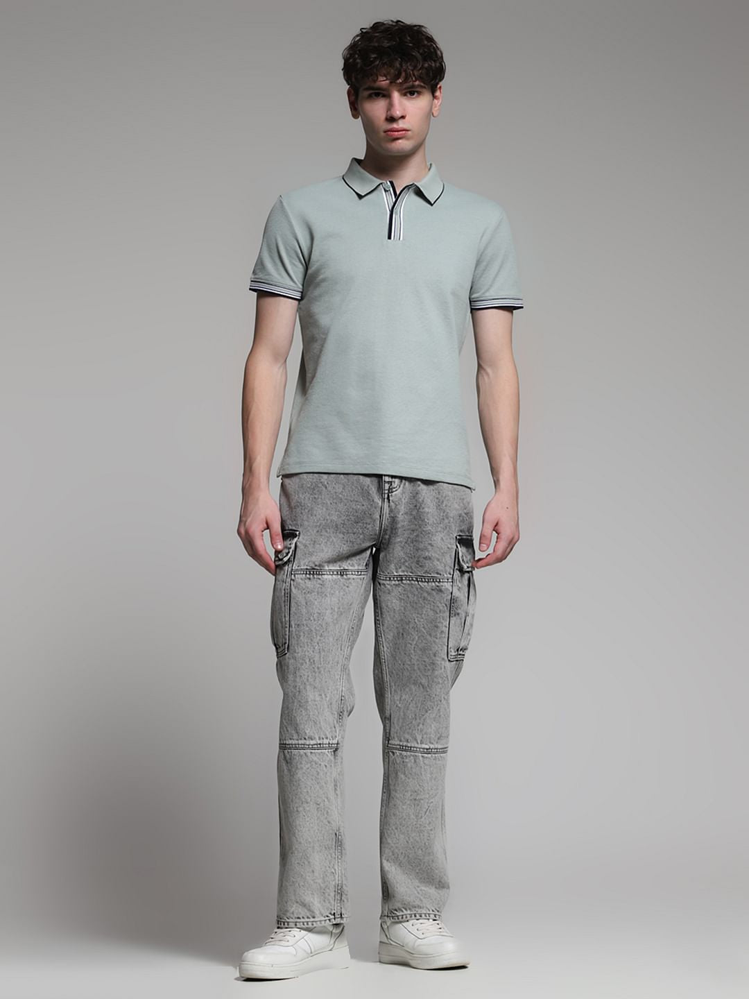 Light Green Knitted Cotton Polo