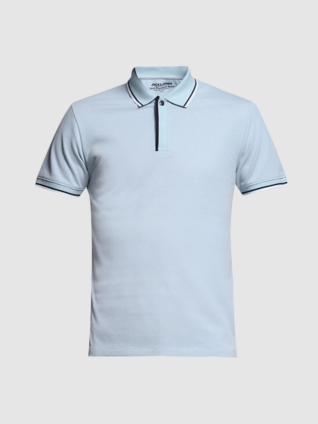 Light Blue Knitted Cotton Polo