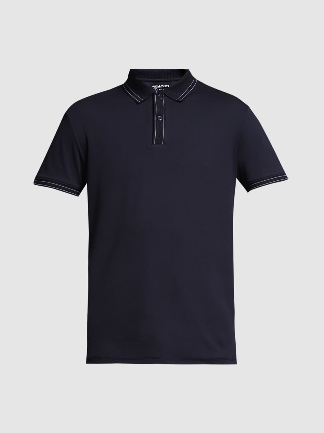 Navy Blue Knitted Cotton Polo