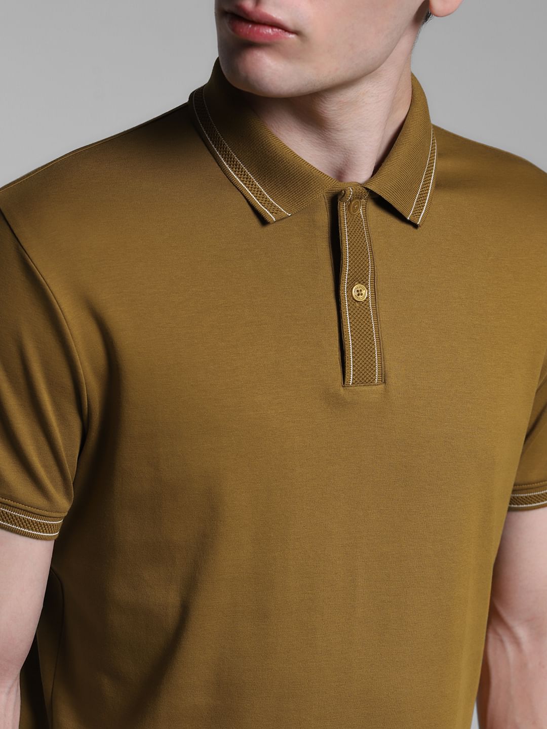 Brown Knitted Cotton Polo
