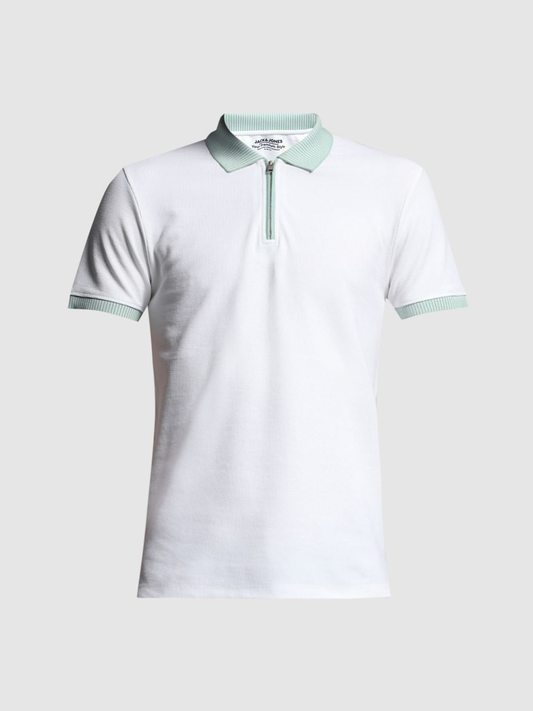 White Contrast Placket Knitted Polo
