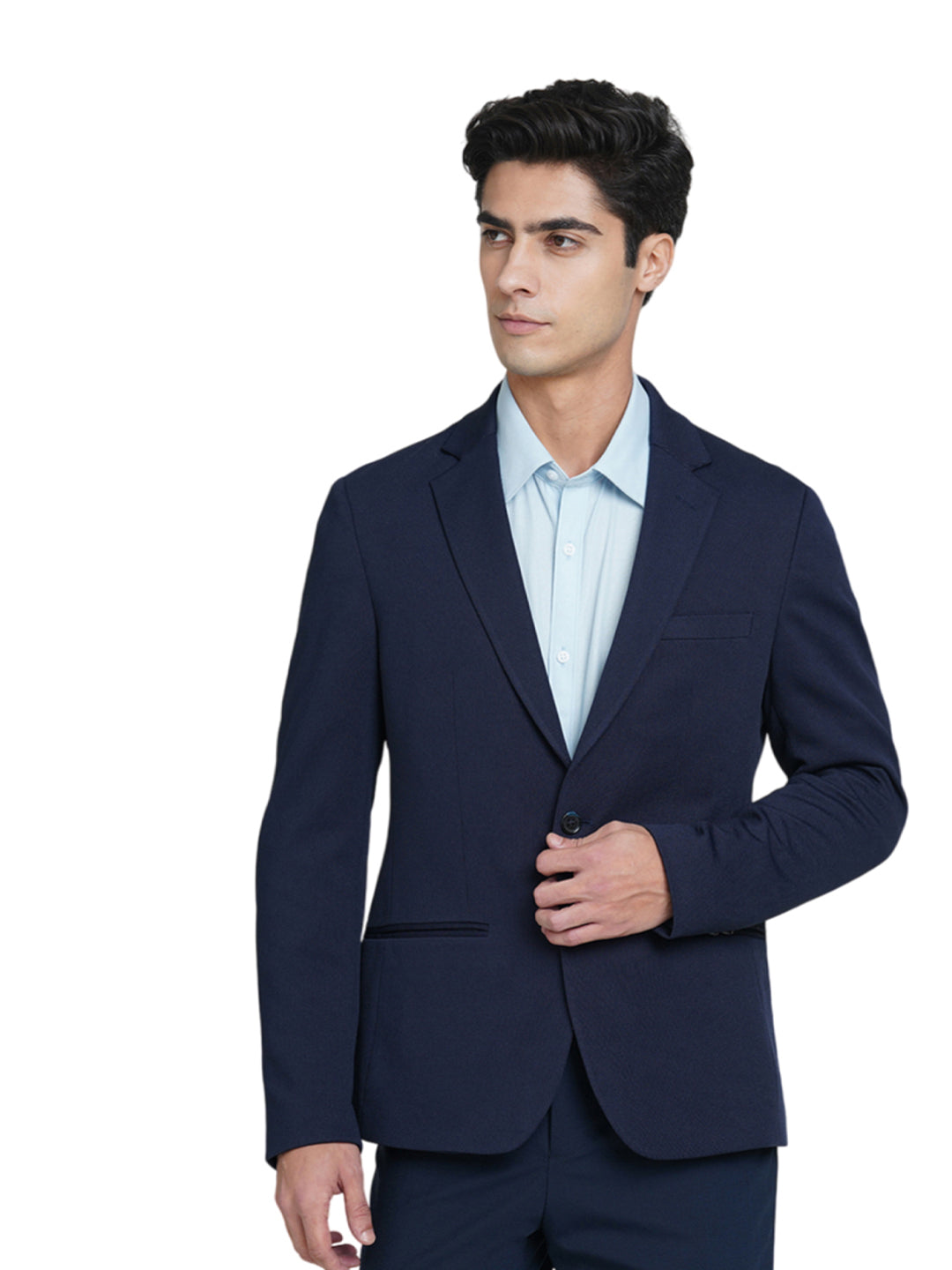 Navy Blue Tailored Knit Blazer - XS