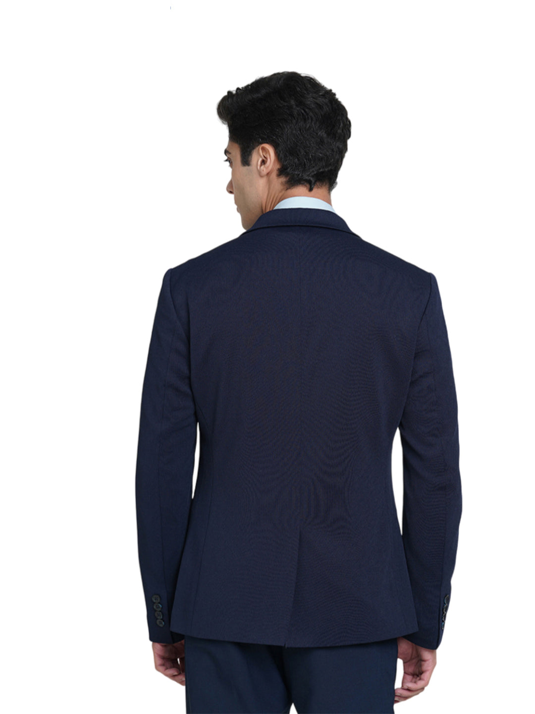 Navy Blue Tailored Knit Blazer