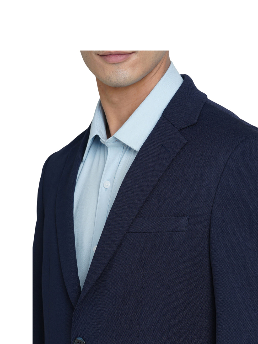 Navy Blue Tailored Knit Blazer