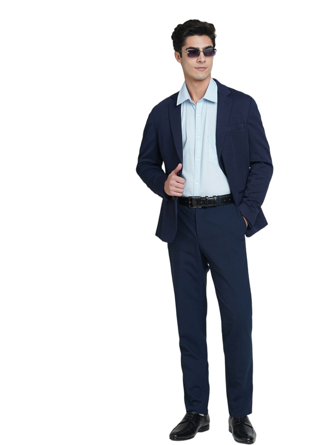 Navy Blue Tailored Knit Blazer