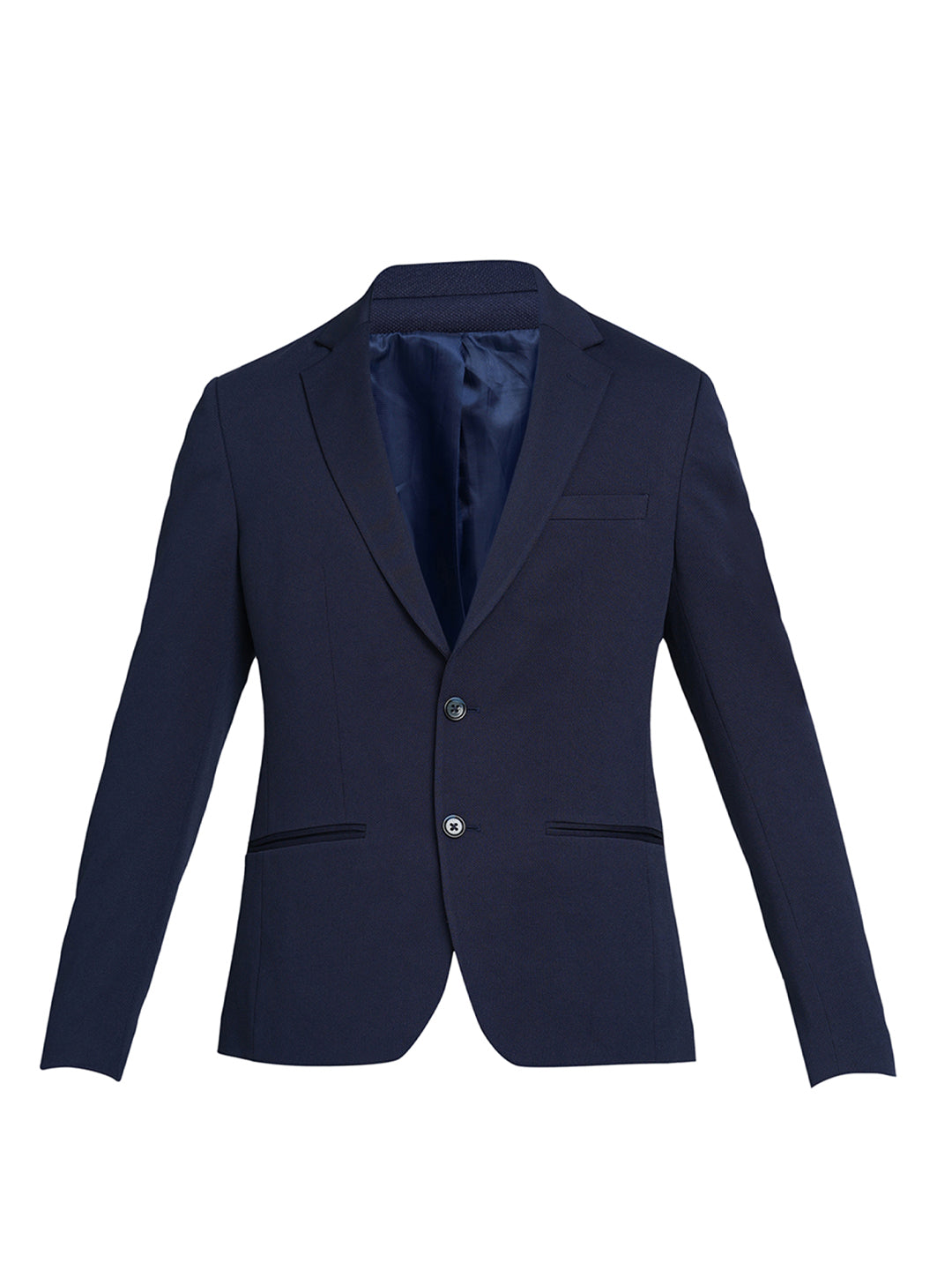 Navy Blue Tailored Knit Blazer