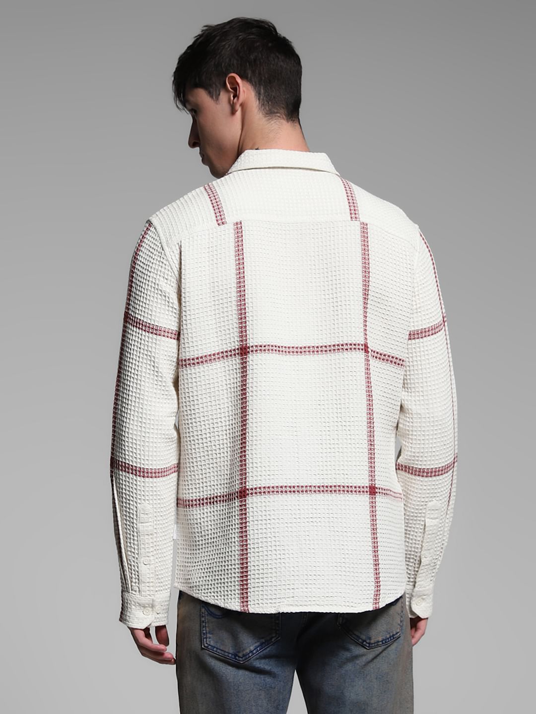 White Check Print Cotton Shirt