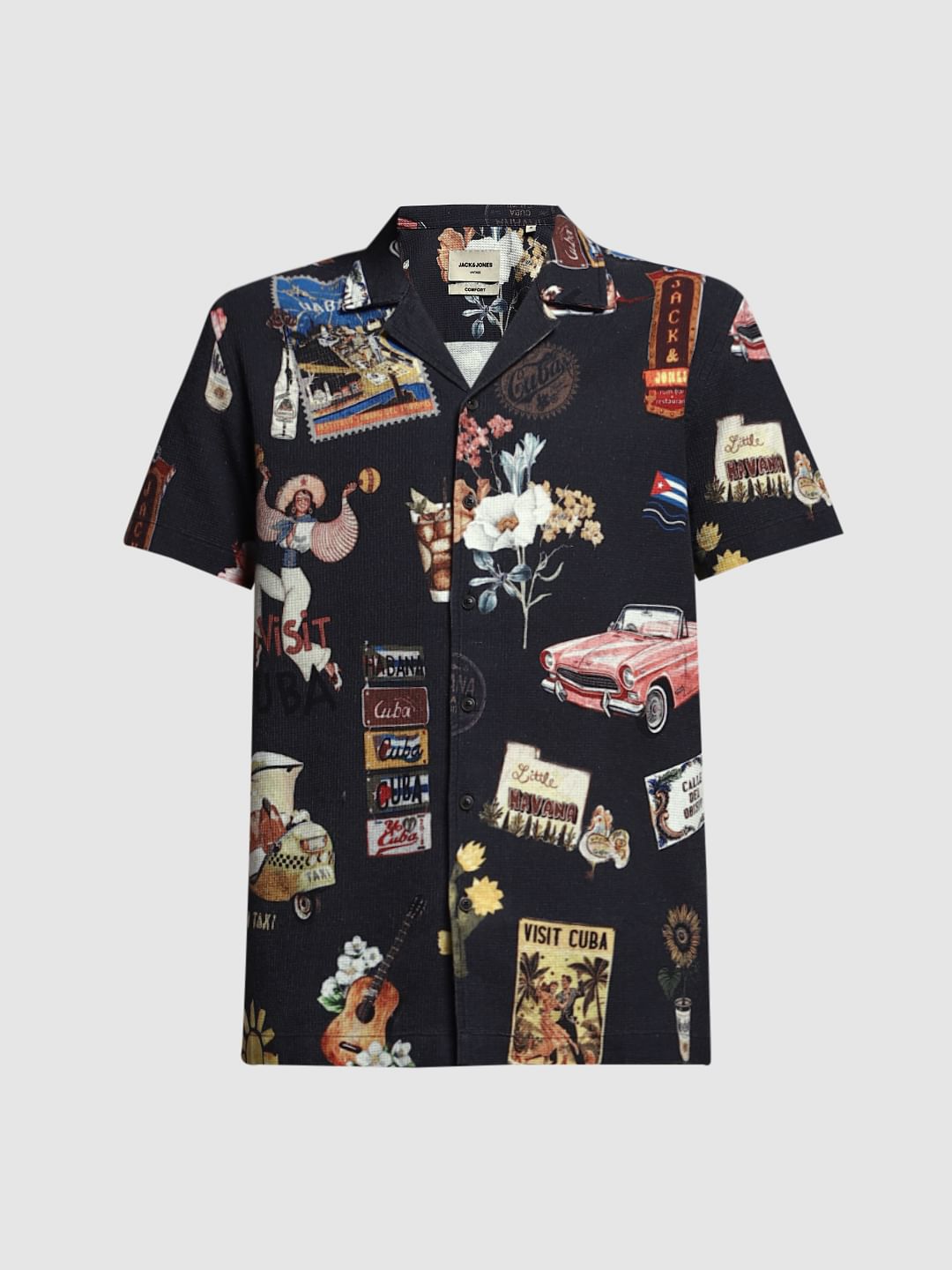 Black Printed Cotton Shirt