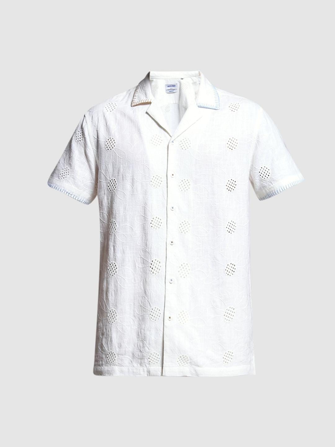 White Embroidered Cotton Shirt