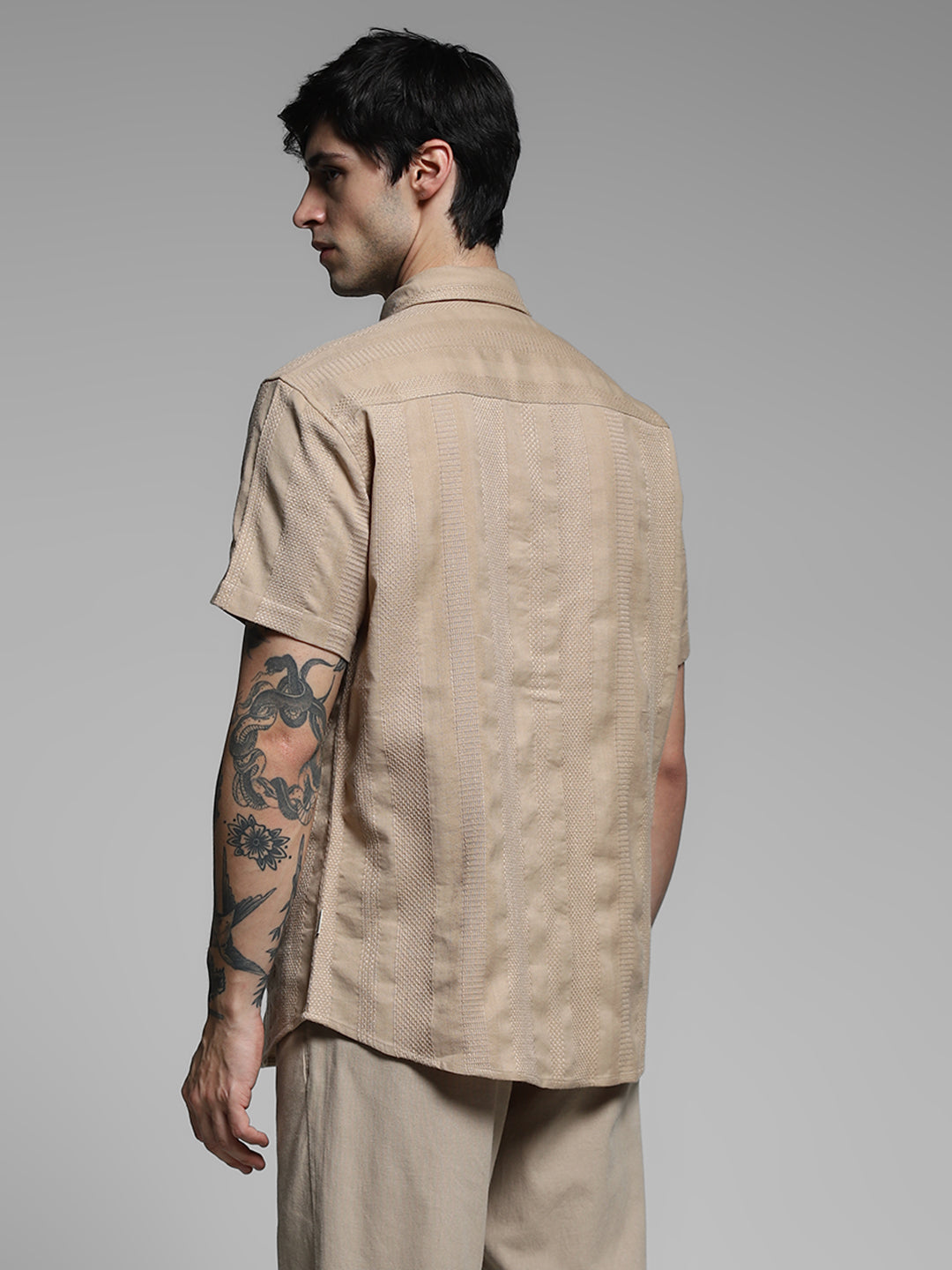 Brown Dobby Regular Fit Shirt