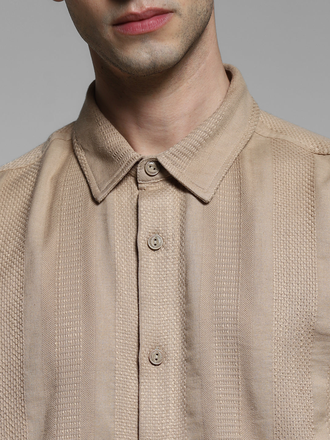 Brown Dobby Regular Fit Shirt