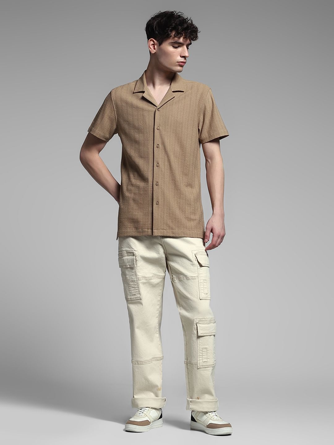 Brown Knitted Short Sleeves Shirt