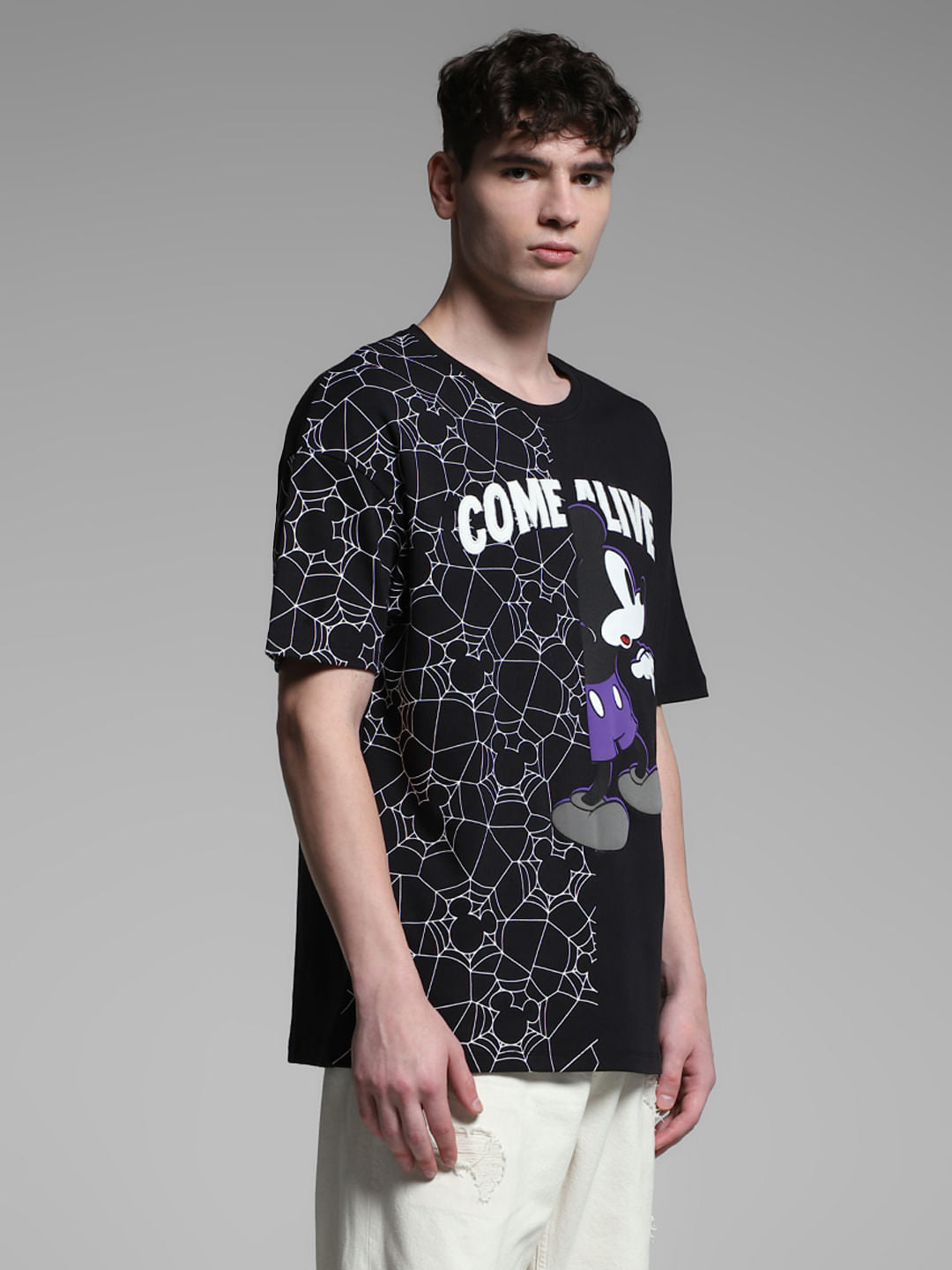 Black Mickey Printed Oversized T-shirt