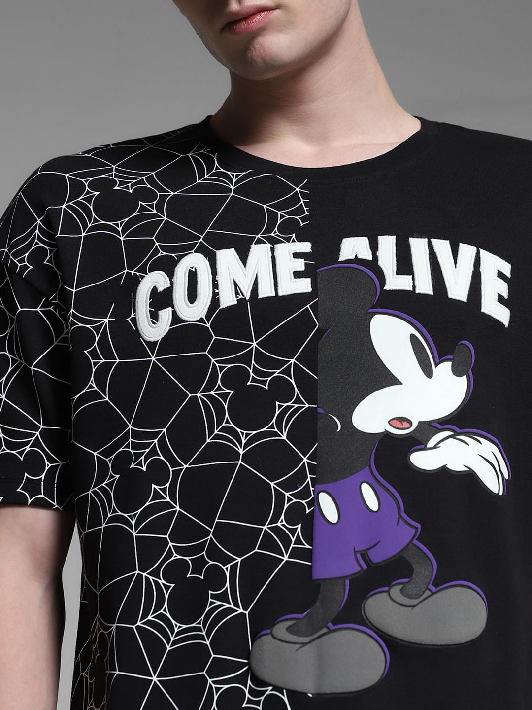 Black Mickey Printed Oversized T-shirt