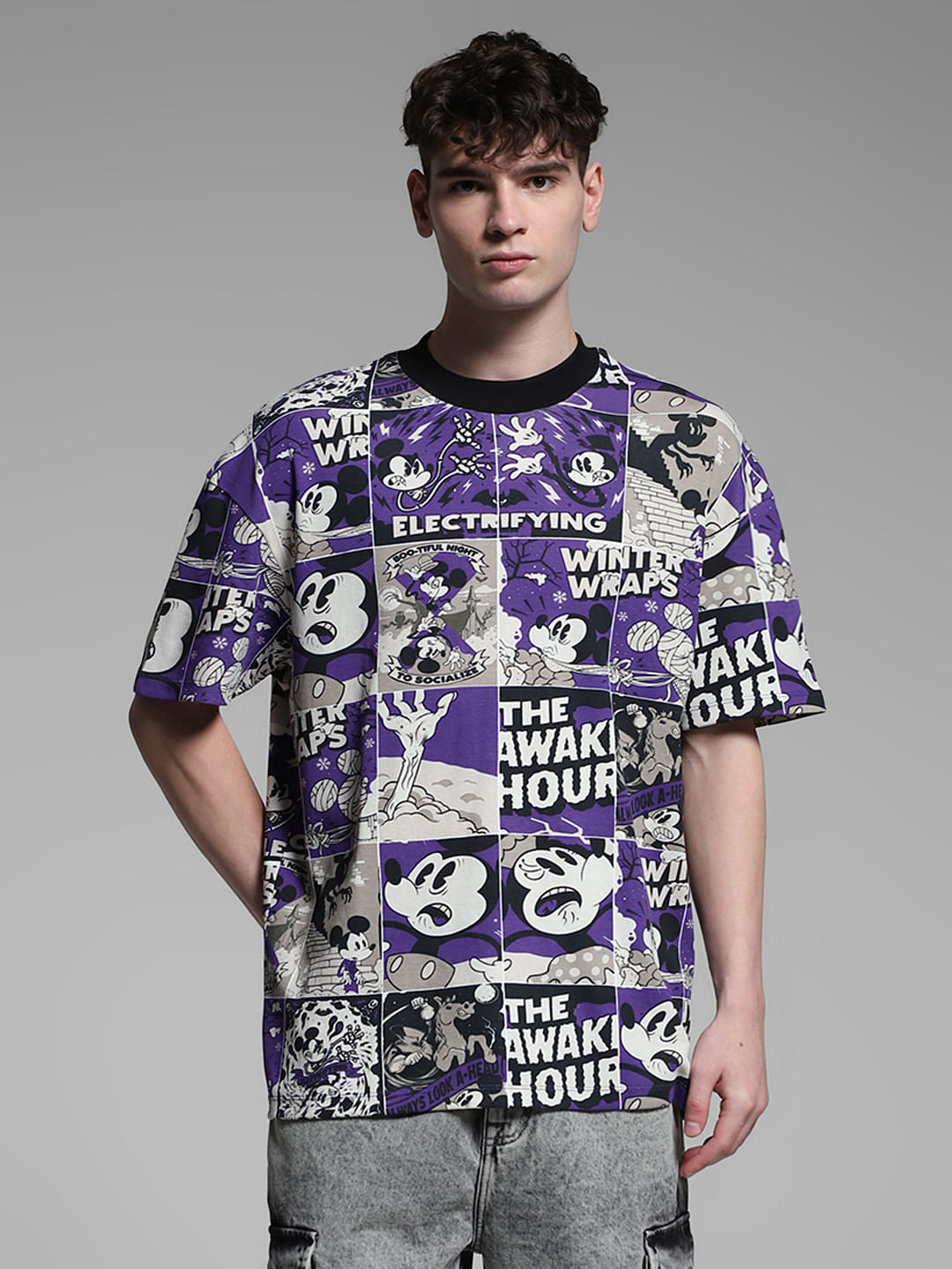 Purple Mickey Comic Strip Oversized T-shirt