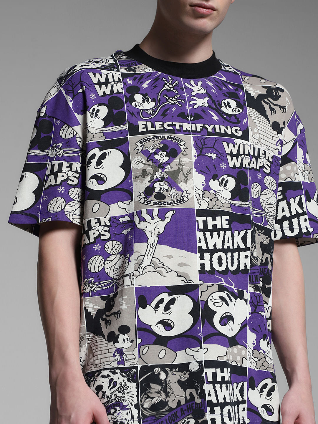 Purple Mickey Comic Strip Oversized T-shirt
