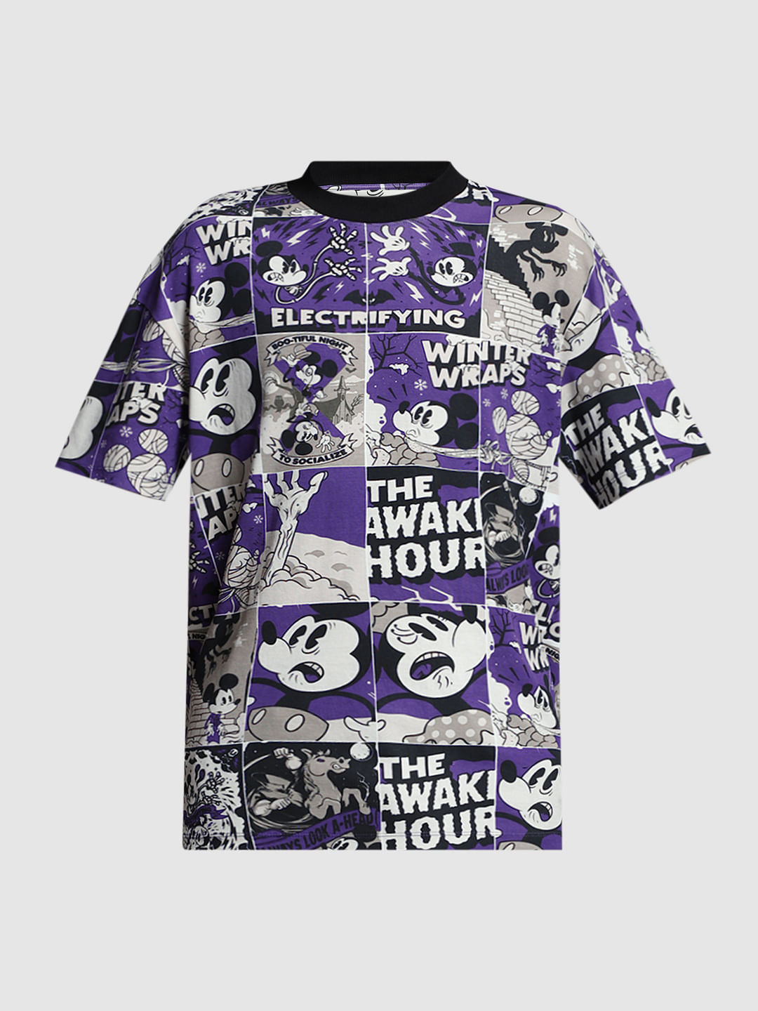 Purple Mickey Comic Strip Oversized T-shirt