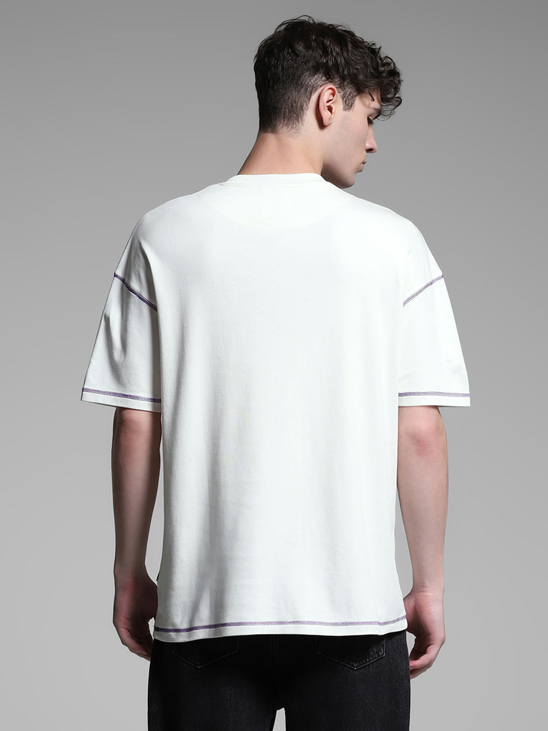 White Mickey Print Oversized T-shirt