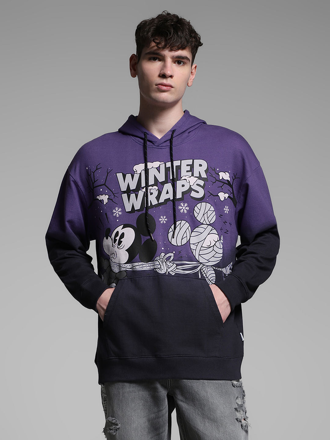 Purple Mickey Printed Sweatshirt