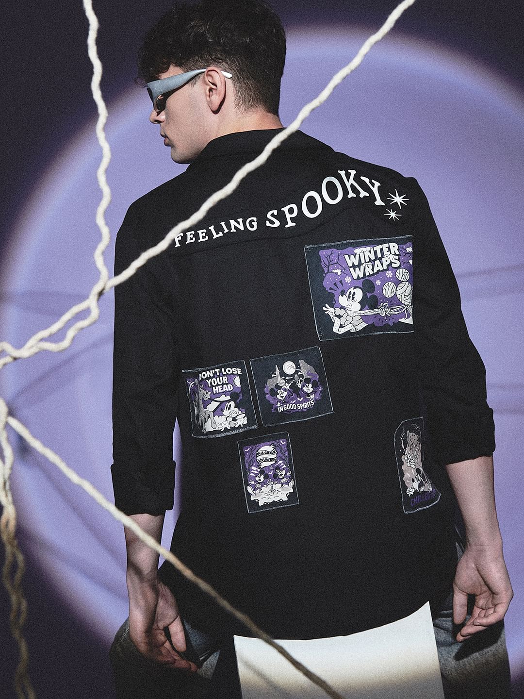 Black Mickey Printed Cotton Shirt - S