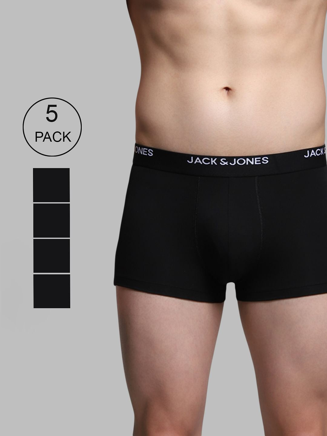 Pack of 5 Black Logo Print Trunks - S