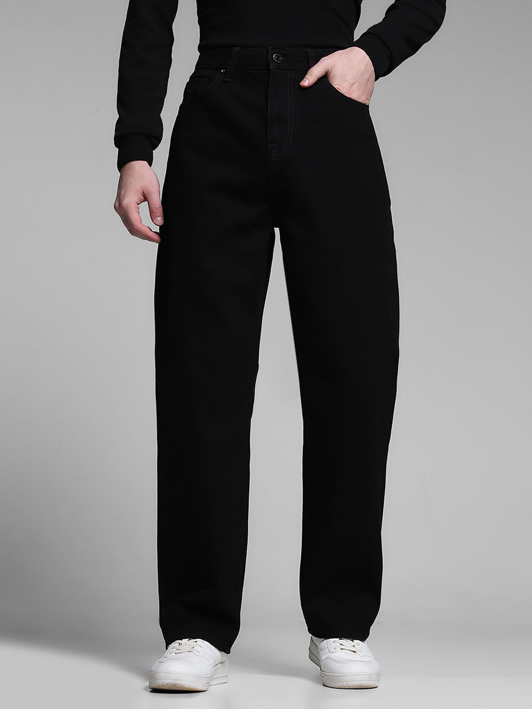 Black High Rise Dario Loose Fit Jeans - 28/30