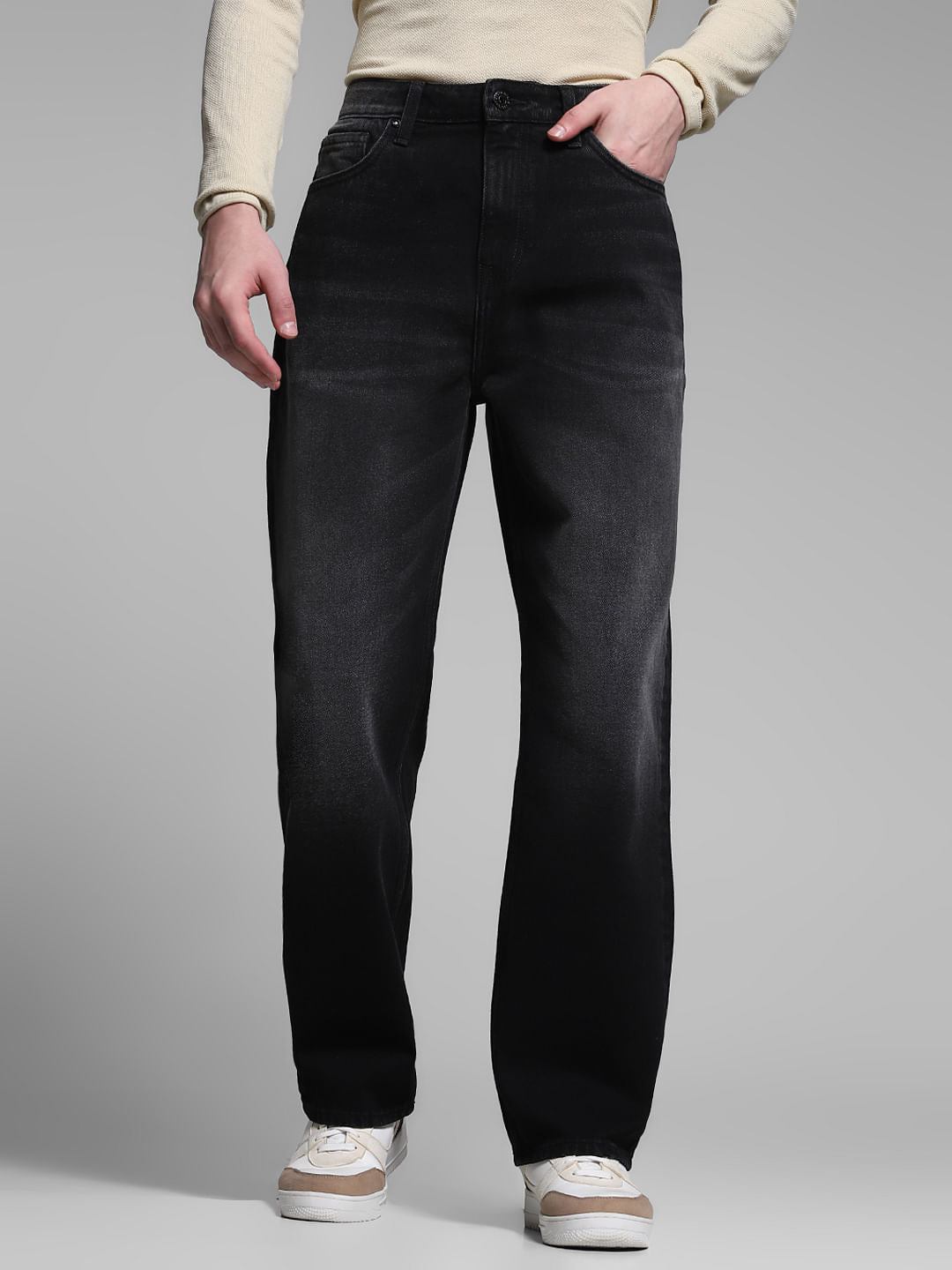 Black High Rise Dario Loose Fit Jeans - 28/30