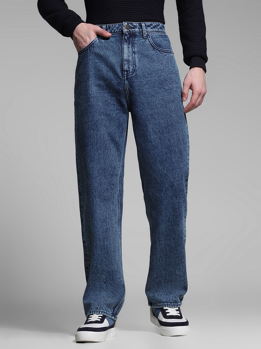 Dark Blue High Rise Dario Loose Fit Jeans - 38/30