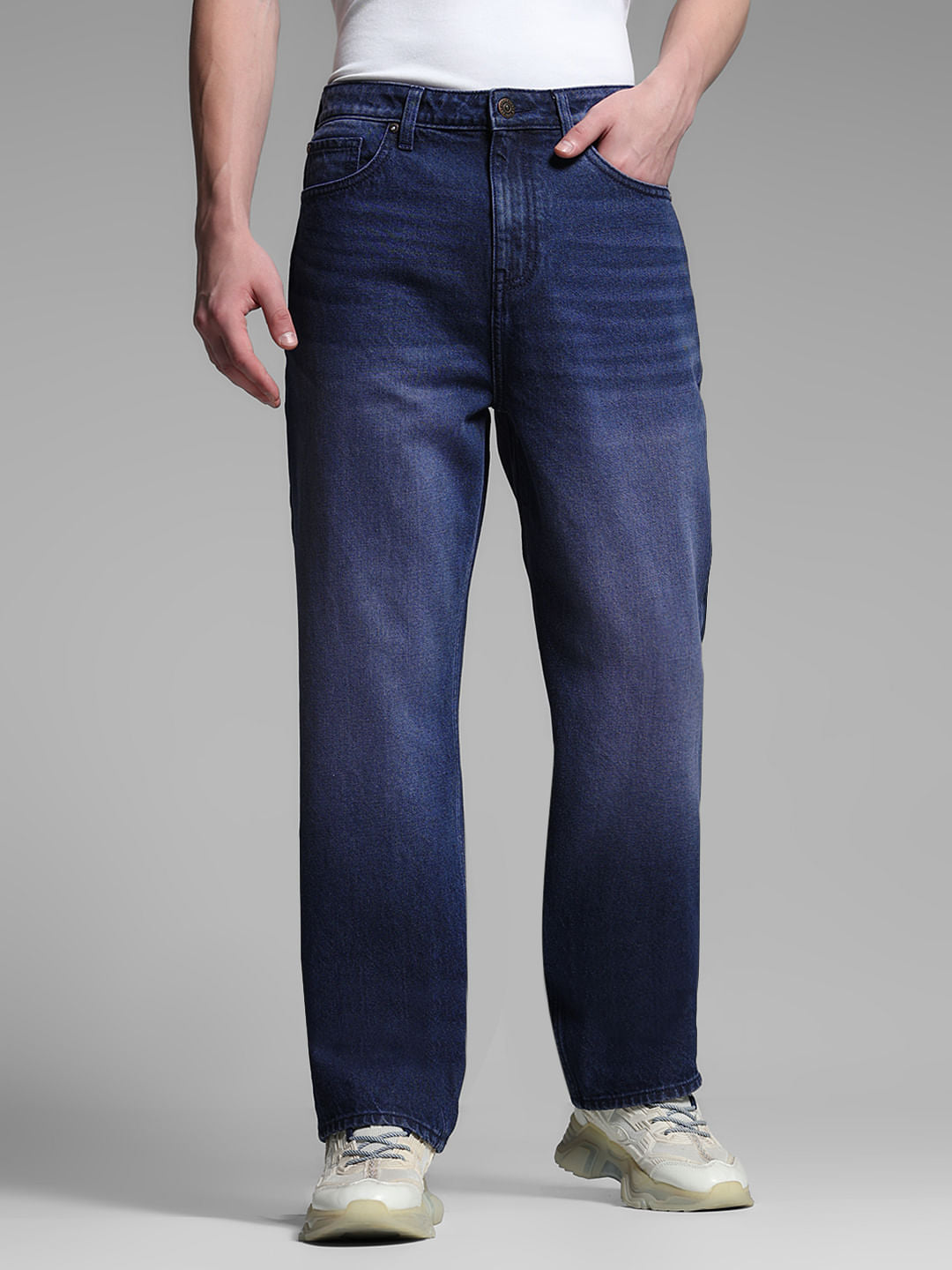 Dark Blue High Rise Dario Loose Fit Jeans - 28/30