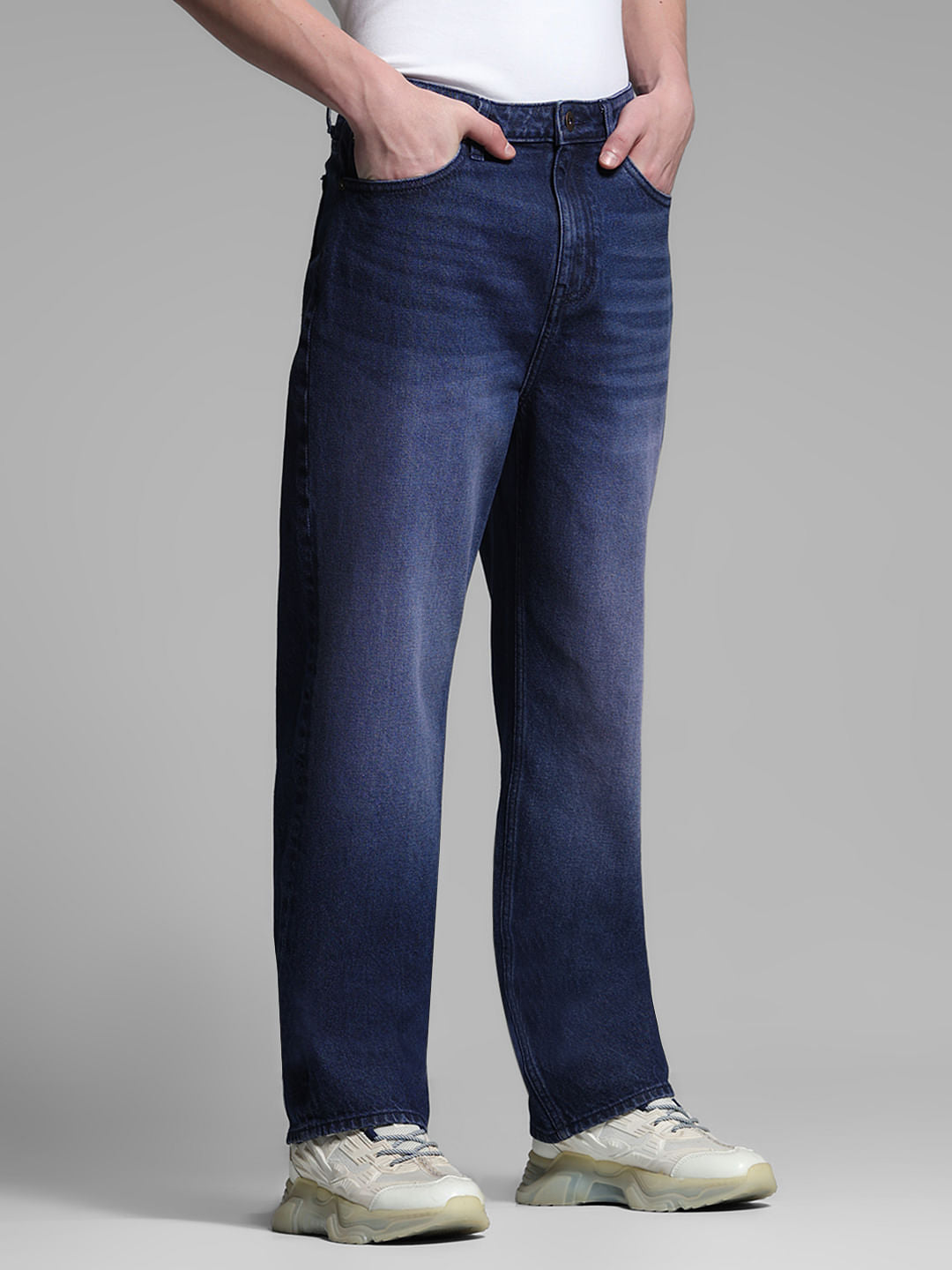Dark Blue High Rise Dario Loose Fit Jeans