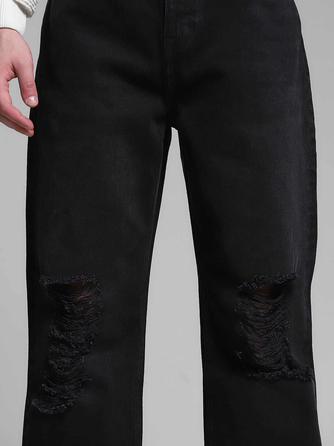 Black Distressed Dario Loose Fit Jeans