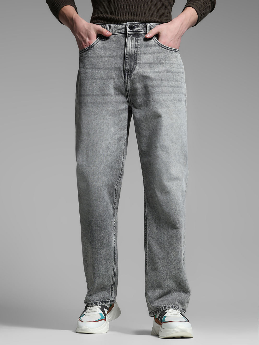 Light Grey High Rise Dario Loose Fit Jeans - 28/30