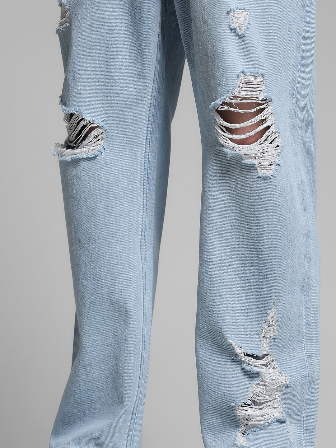 Light Blue Heavily Distressed Dario Loose Fit Jeans