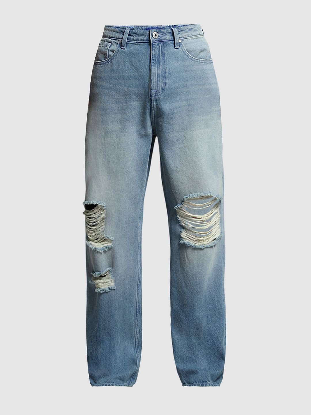 Light Blue Distressed Dario Loose Fit Jeans