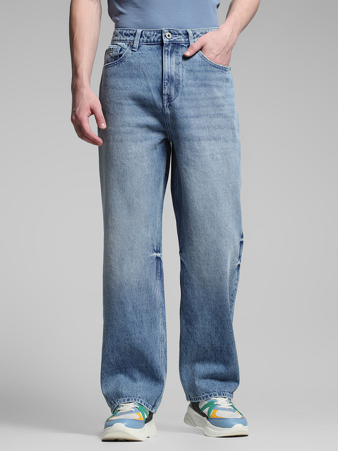 Light Blue Faded Dario Loose Fit Jeans - 28/30