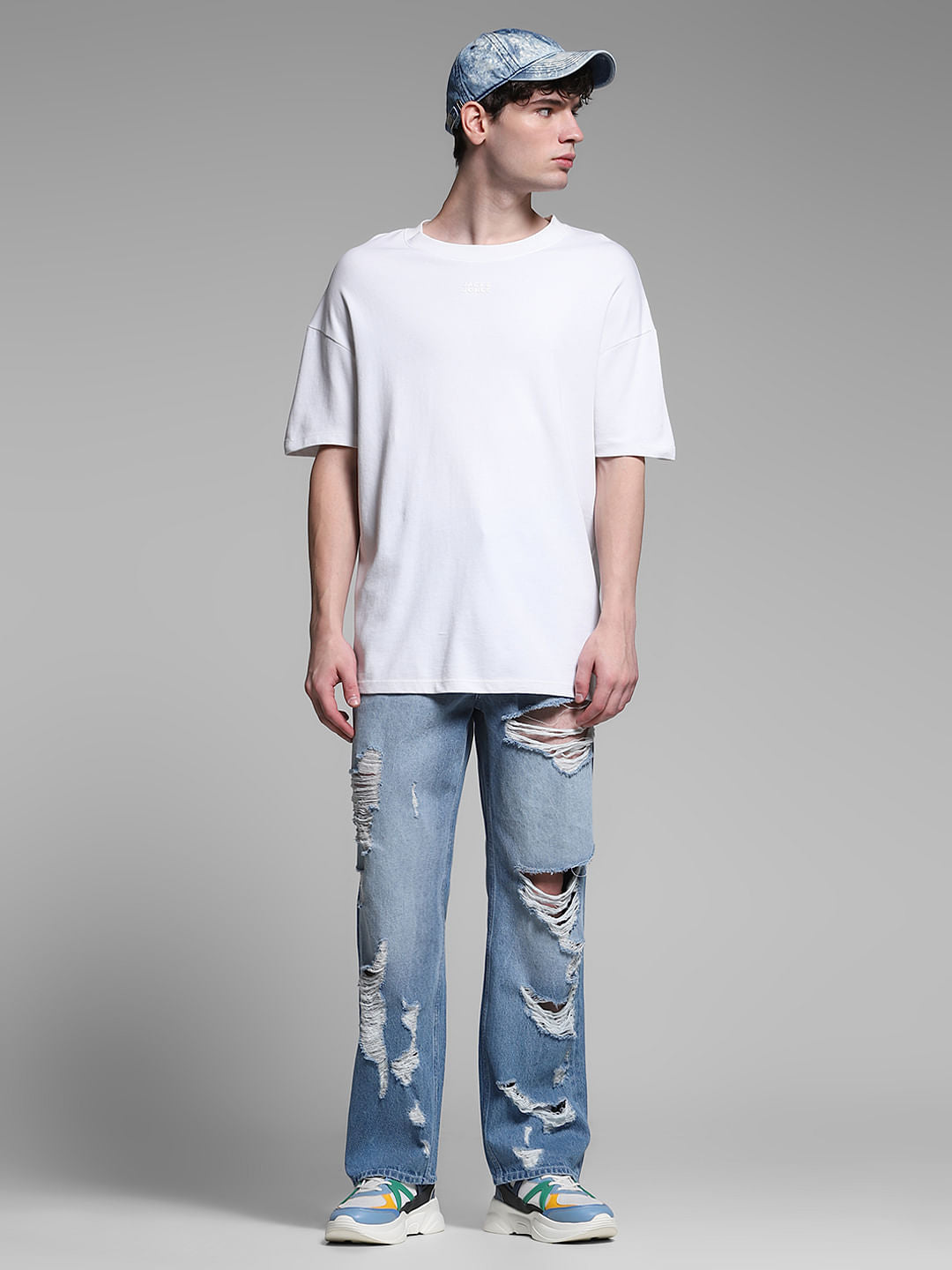 Light Blue Heavily Distressed Dario Loose Fit Jeans