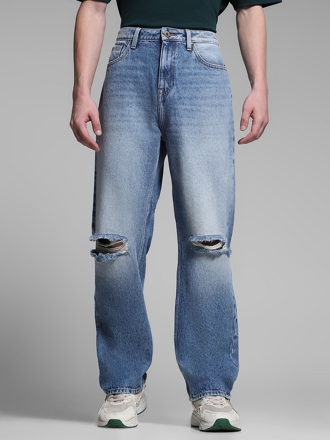 Blue Distressed Dario Loose Fit Jeans - 38/30