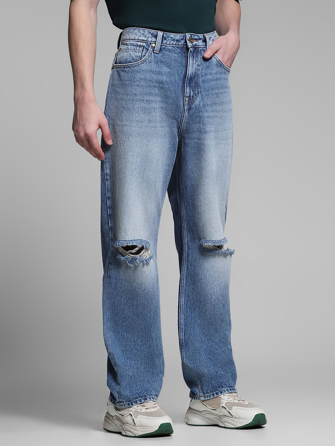 Blue Distressed Dario Loose Fit Jeans