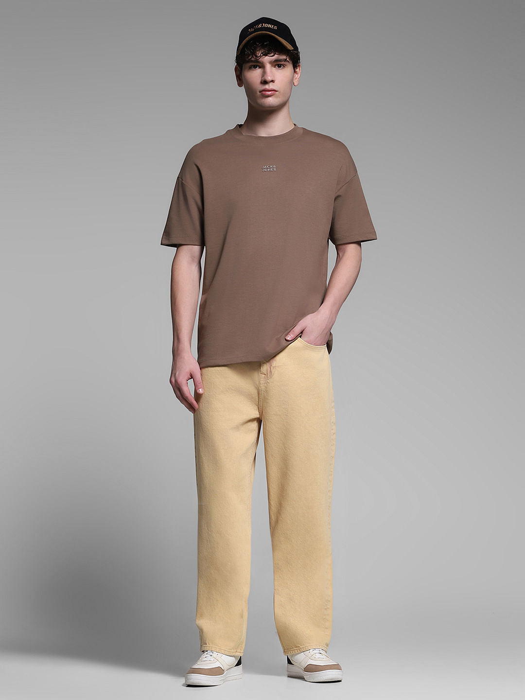 Beige High Rise Dario Loose Fit Jeans