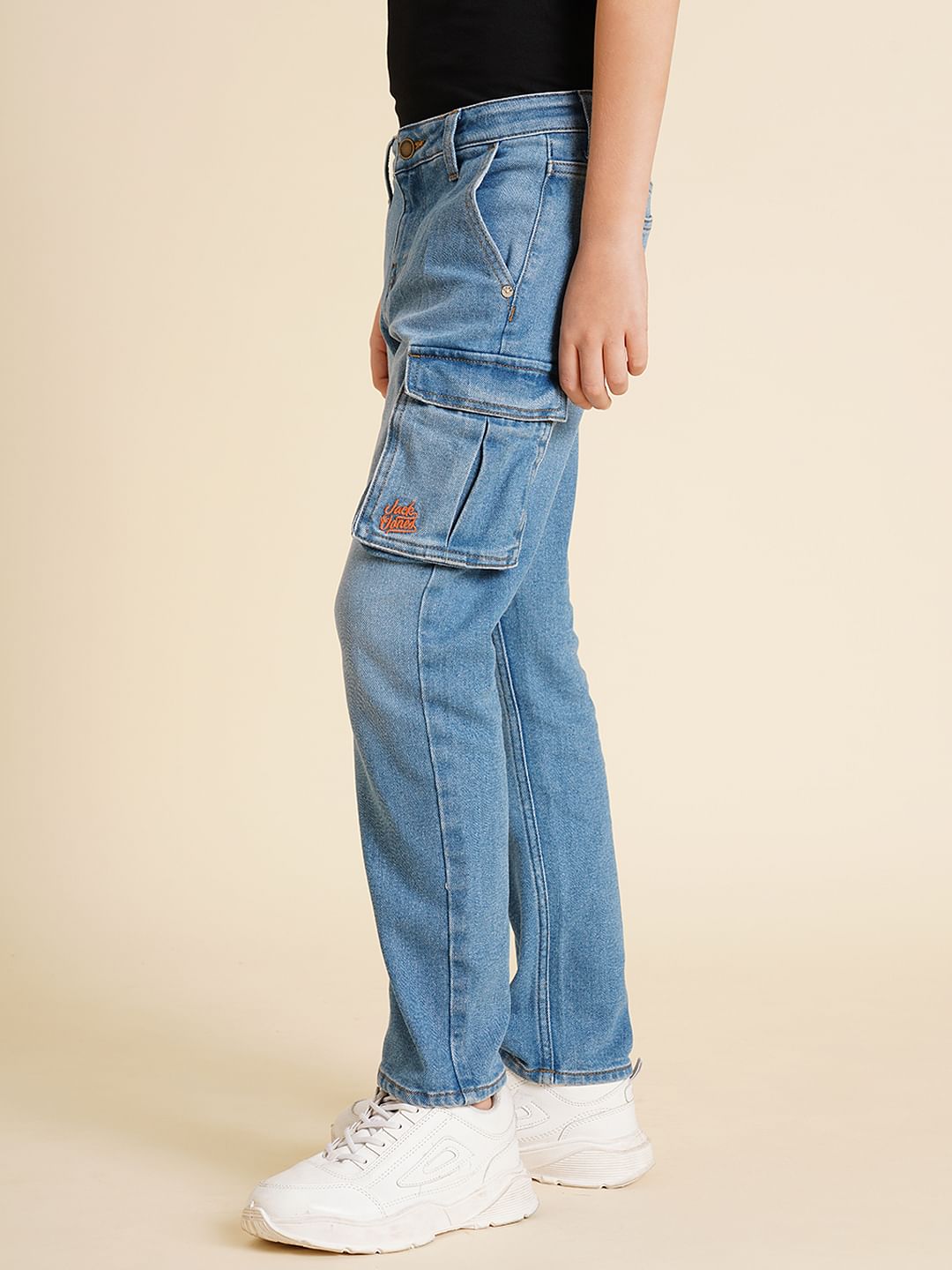 Boys Blue Mid Rise Washed Loose Fit Jeans