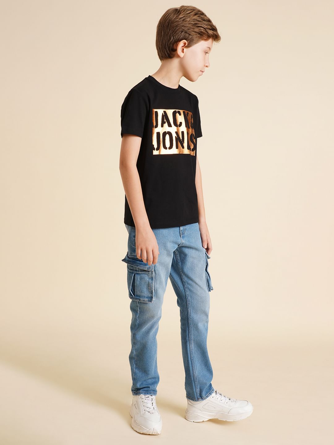 Boys Blue Mid Rise Washed Loose Fit Jeans