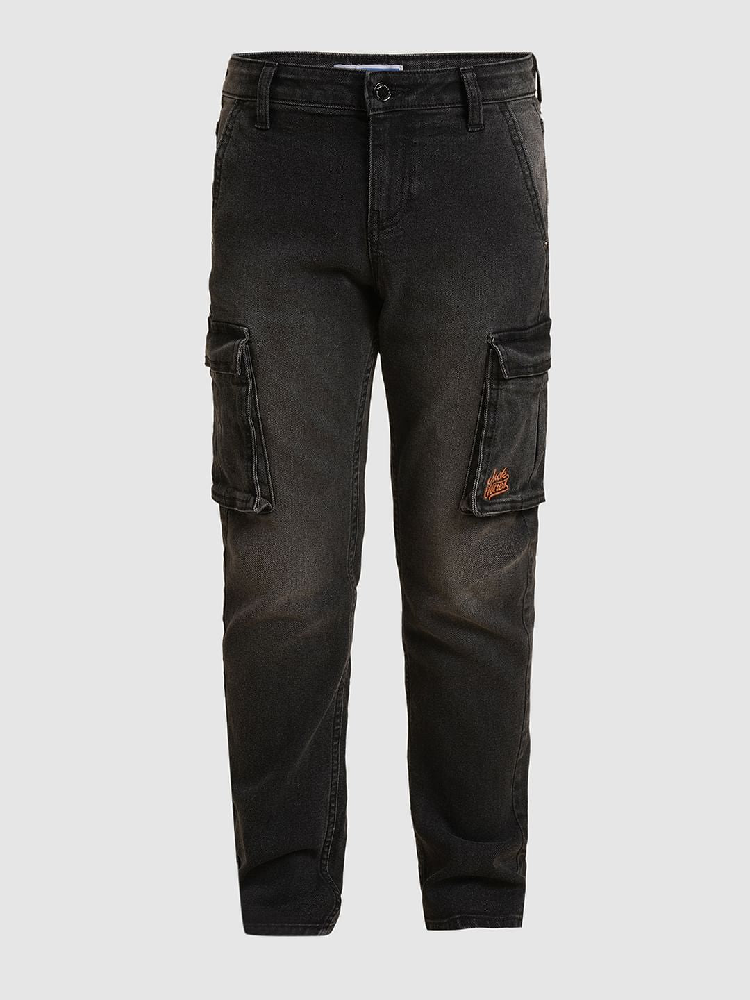 Boys Black Mid Rise Loose Fit Jeans