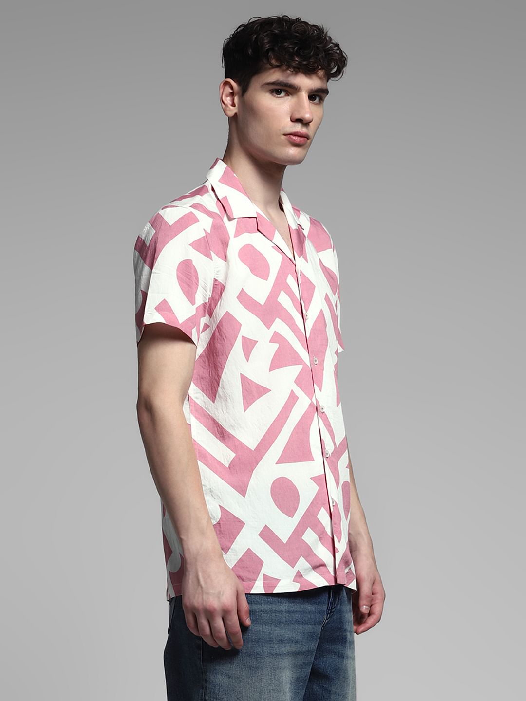 White Printed Viscose Blend Shirt