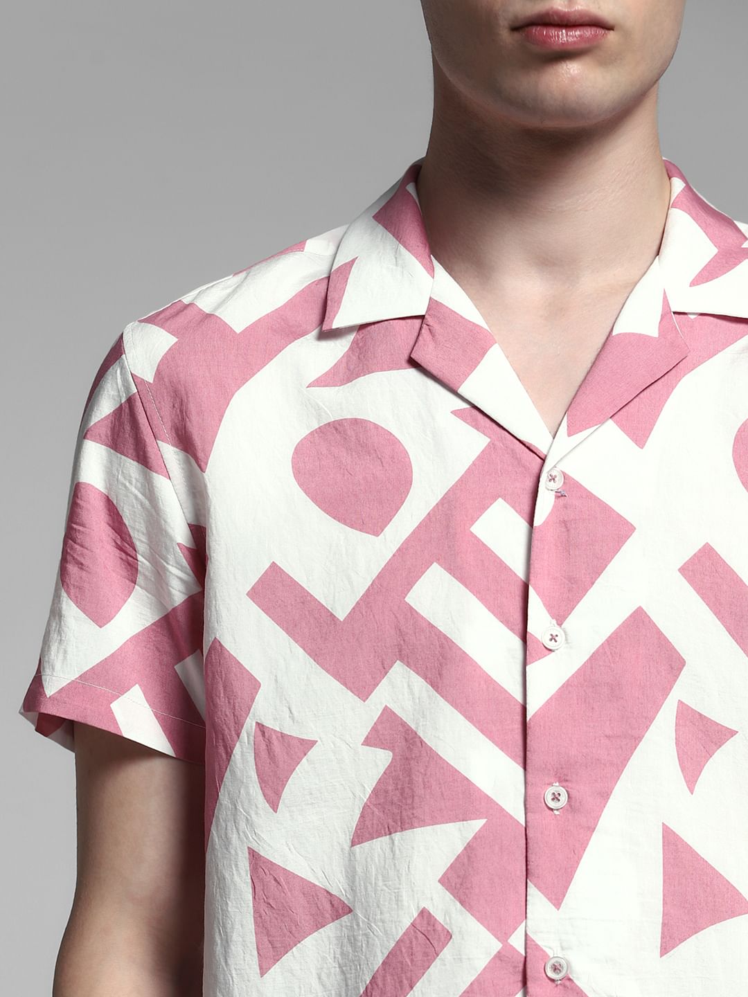 White Printed Viscose Blend Shirt