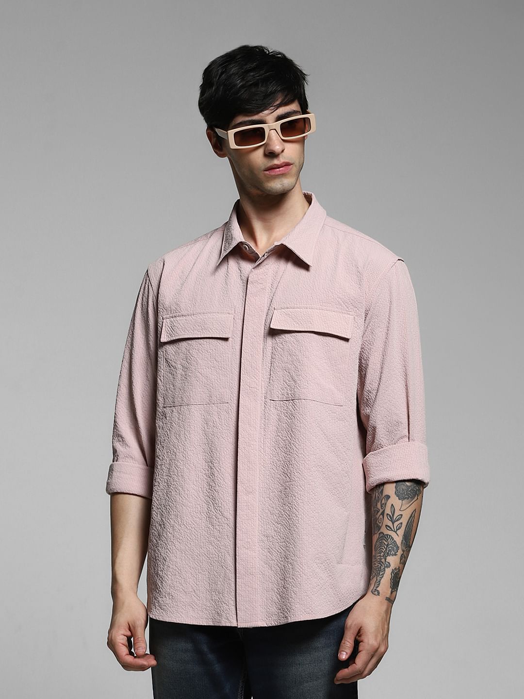 Pink Oversized Full Sleeves Shirt