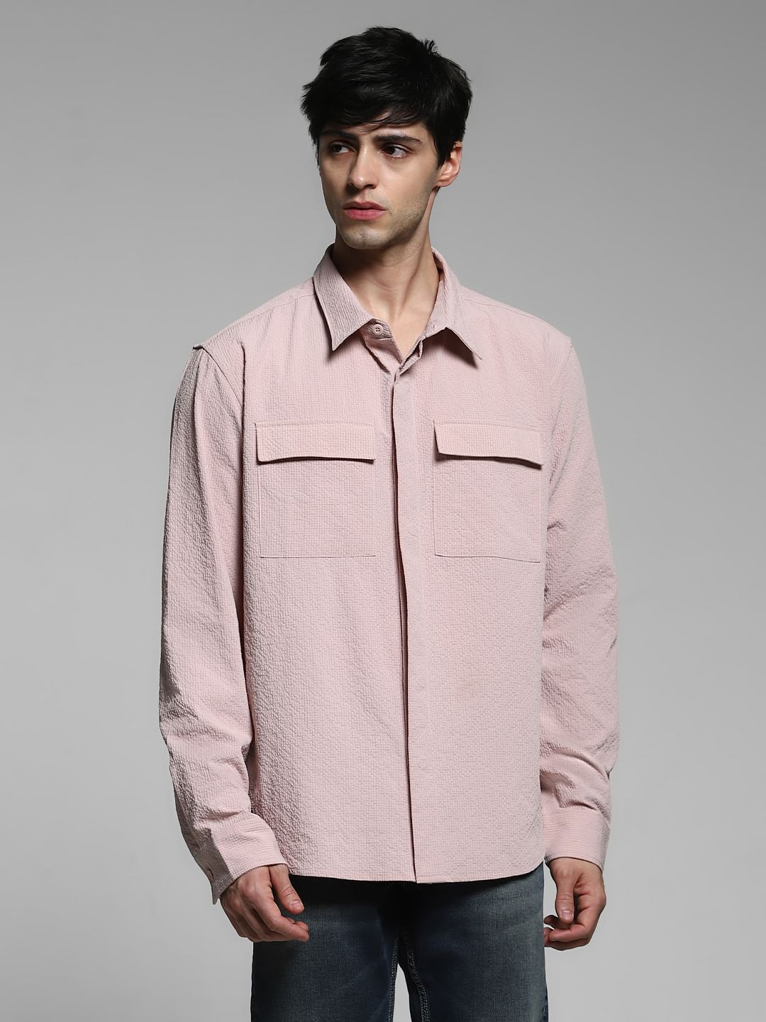 Pink Oversized Full Sleeves Shirt