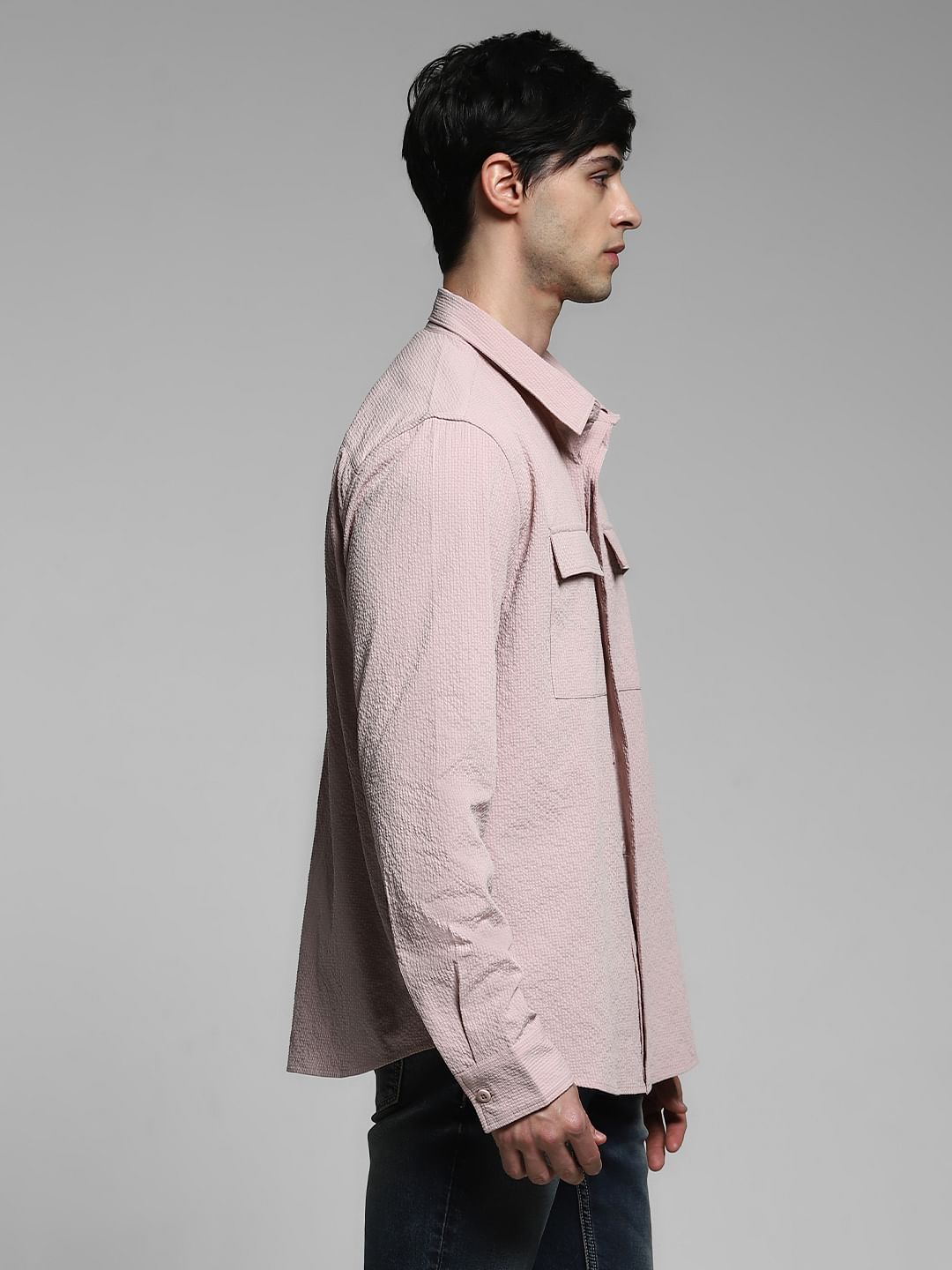 Pink Oversized Full Sleeves Shirt